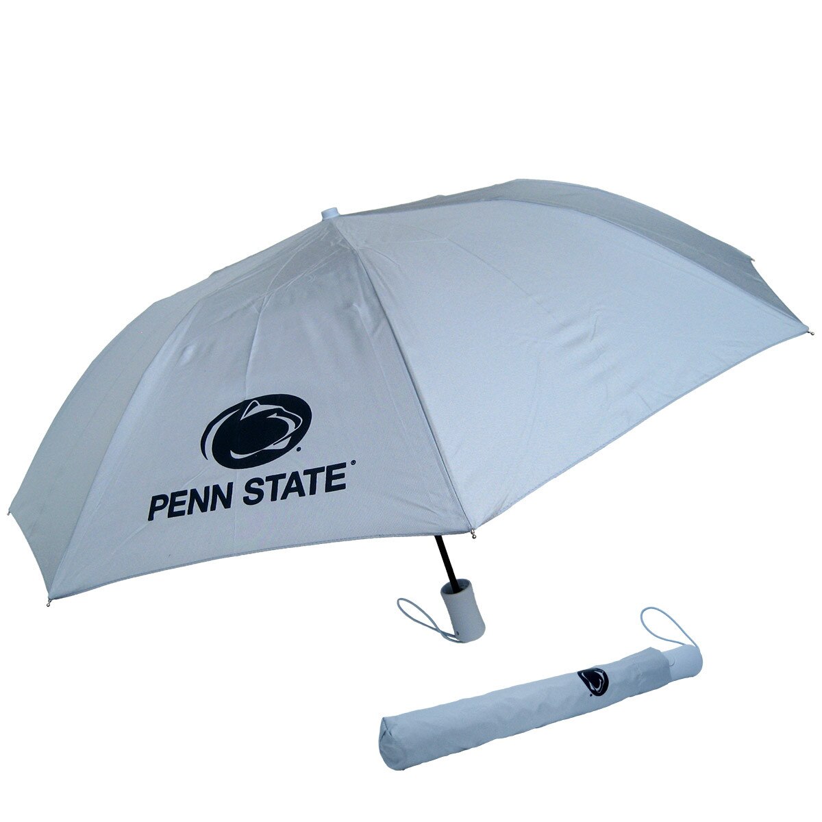 automatic open folding gray umbrella with Penn State and Athletic Logo